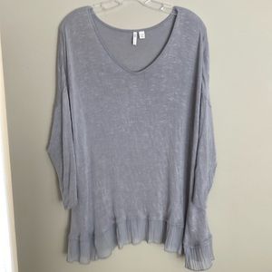 Gray Cato top with sheer fringe 14/16W